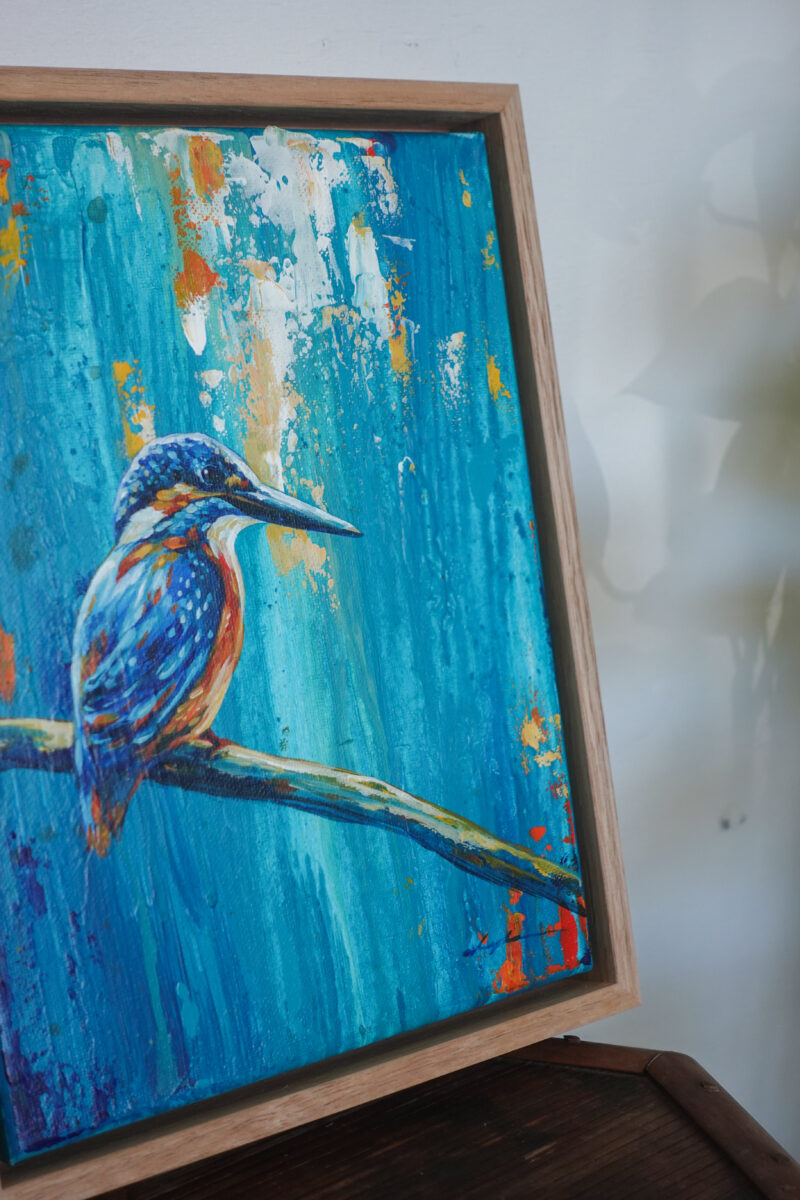 "Kingfisher on a Branch I" original artwork - Image 2