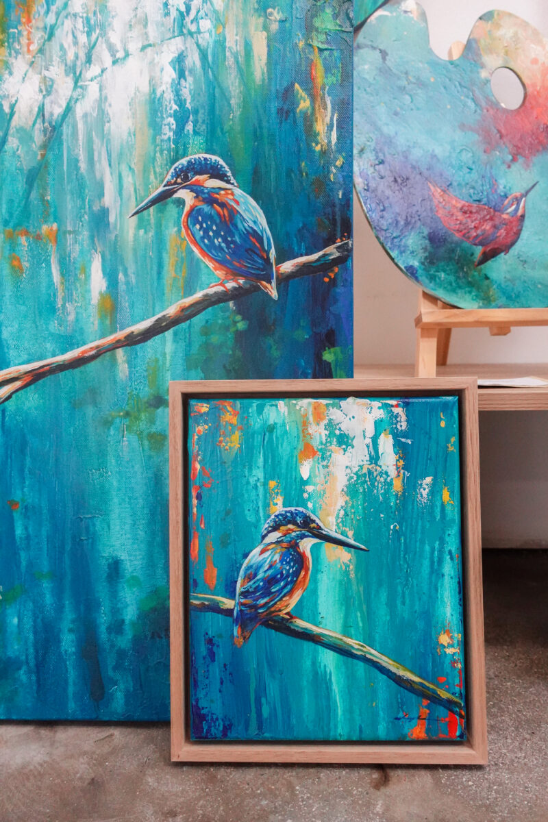 "Kingfisher on a Branch I" original artwork - Image 5